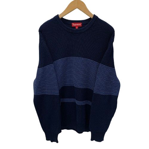 シュプリーム SUPREME Tonal Stripe Crewneck Sweater パーカ ネイビー Mサイズ 201MT-3870