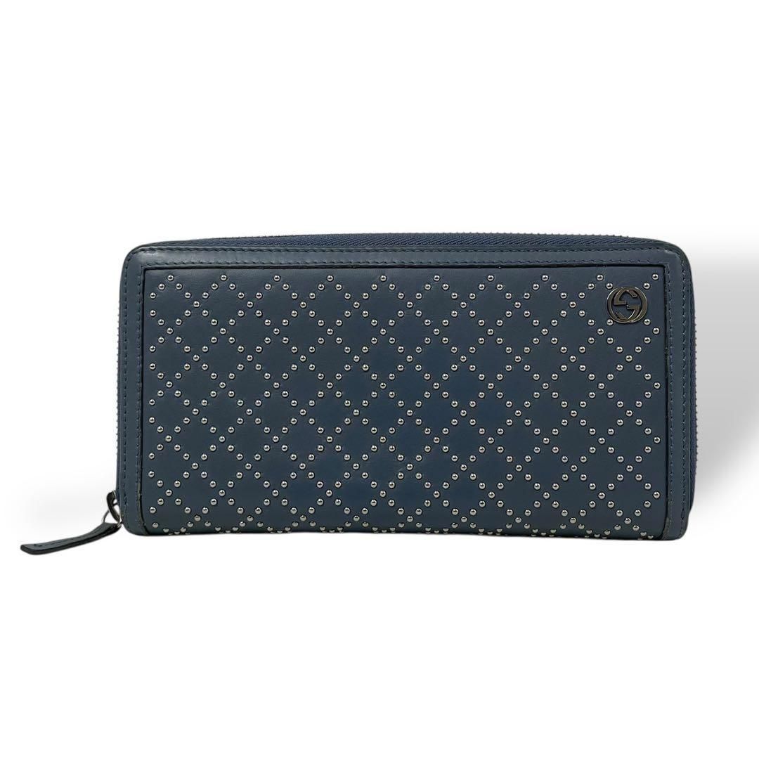 美品 4823 GUCCI グッチ 長財布 ディアマンテ ラウンド GGスタッズ