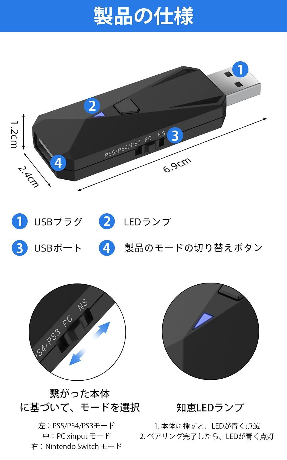 【数量限定】日本語取扱説明書付き（ブラック） コントローラー変換アダプタ Proコントローラーの対応も可能 S/WiiU/Switch X/XboxOne Series DualSense/DUALSHOCK4/Xbox コントローラー変換コンバーター Swi