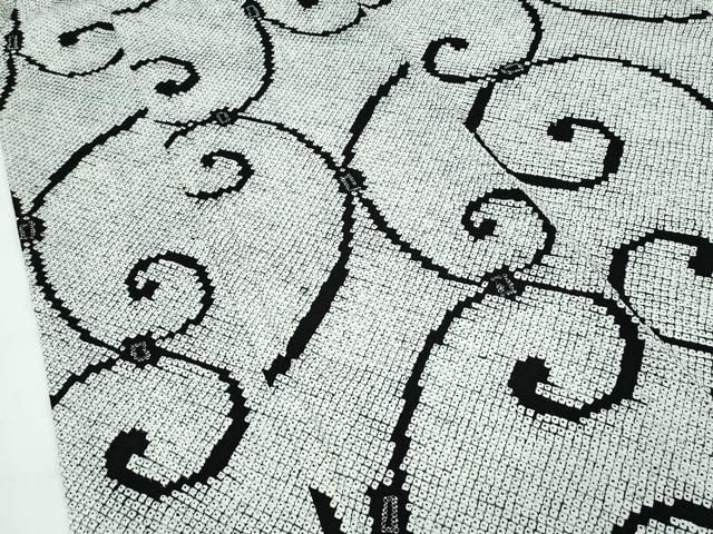 平和屋本店■極上　本疋田絞り　小紋　唐草文　黒地　逸品　CZAA2918s5 平和屋本店□極上 本疋田絞り 小紋 唐草文 黒地 逸品 CZAA2918s5