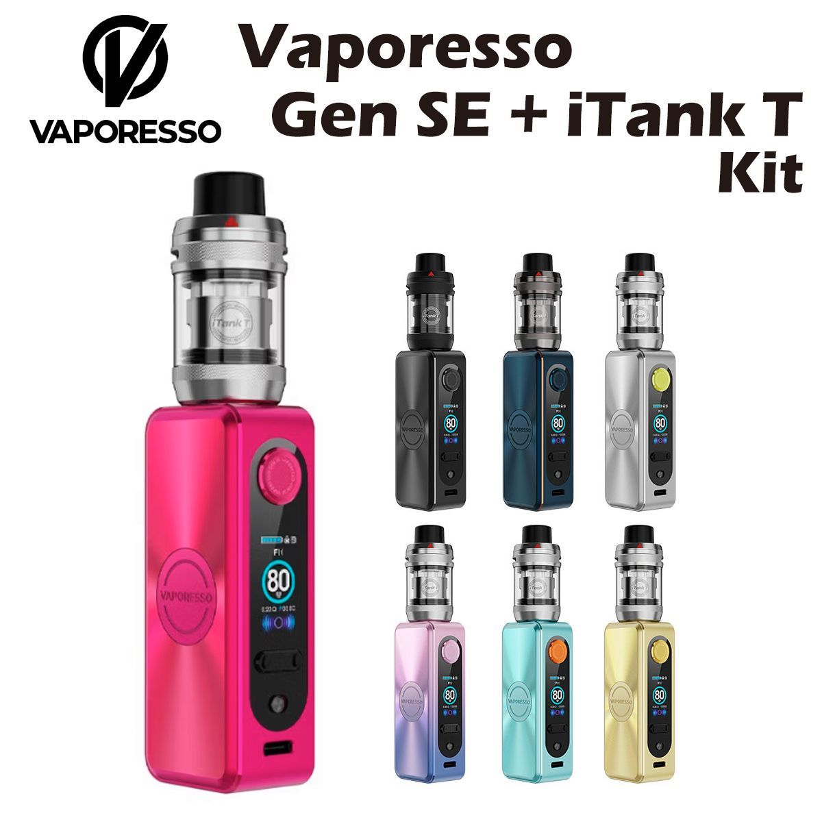 Vaporesso GEN SE MOD Kit iTank T 3ml スターターキット ベポレッソ モッド バッテリー 510規格 80W 18650 type-c AXONチップ 小型 電子たばこ 電子タバコ ベイプ 本体 アトマイザー vape