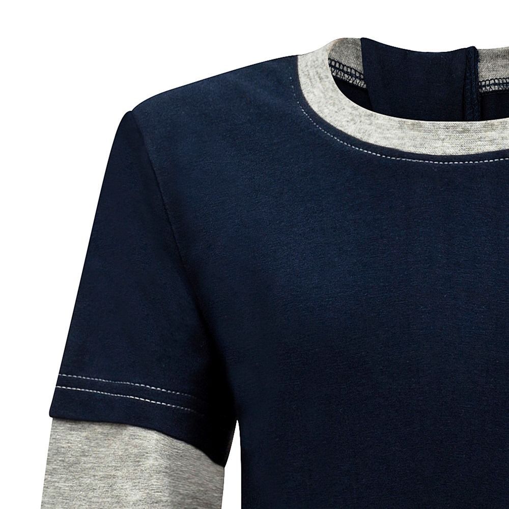 エクササイズ 介護用子供服 オムツいじり対策 介護用つなぎパジャマ 長袖 半ズボン 弄便対策 ネイビー＆グレー 実用的な