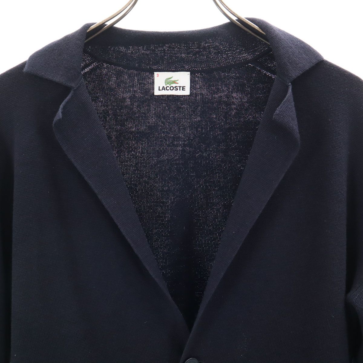 LACOSTE ラコステ 長袖 ニットカーディガン 3 ネイビー メンズ 古着 