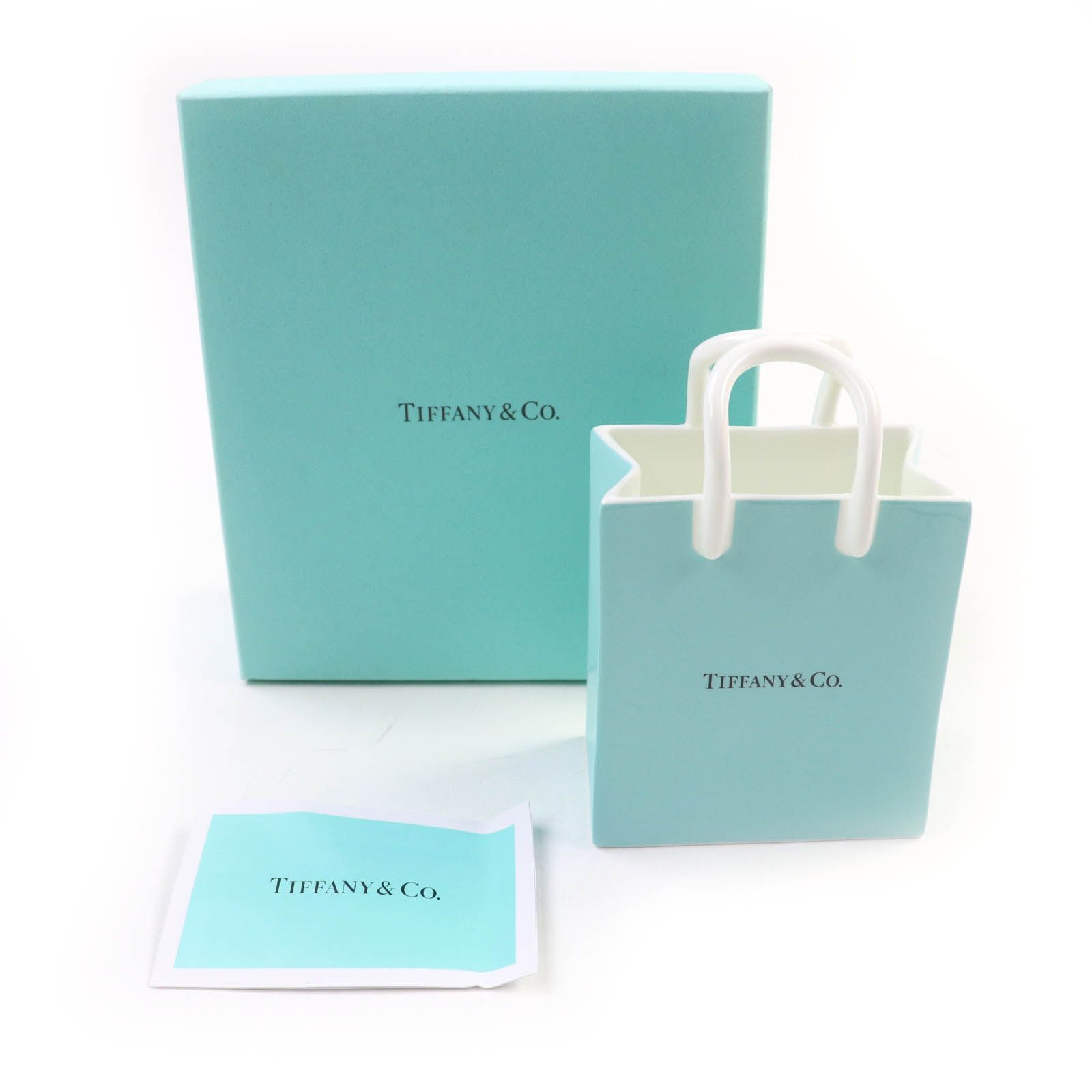 【新品未使用】ティファニー ショッピングバッグ型 陶器 オーナメント 未使用品☆TIFFANY&Co. ティファニー ロゴ入り ショッピング