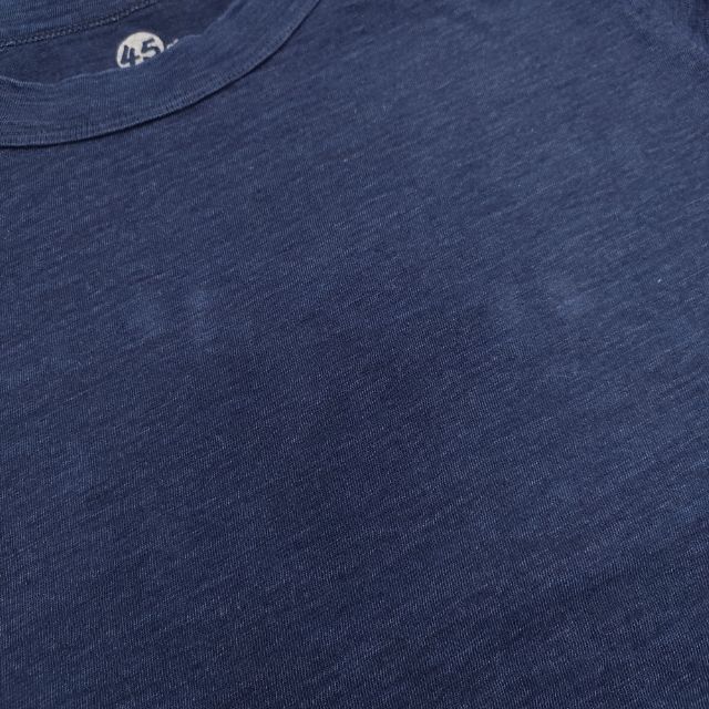 45R/45rpm インディゴ コットン 半袖Tシャツ カットソー