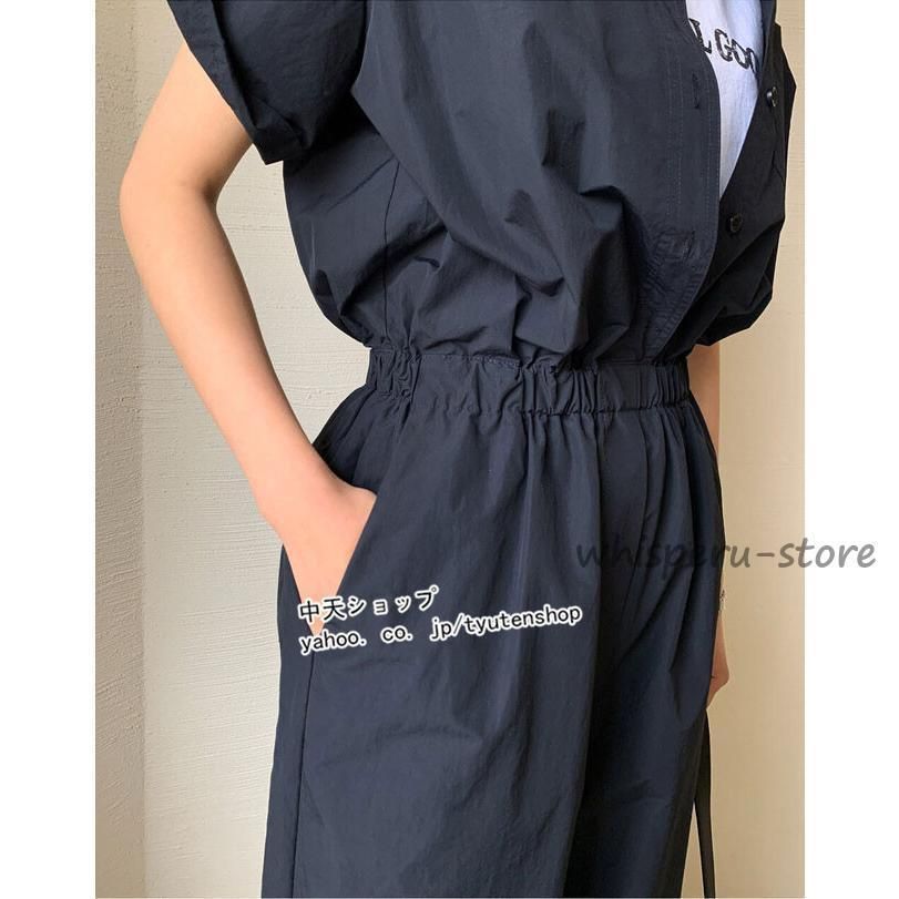 オールインワン ジャンプスーツ レディース 40代50代 夏 半袖 おしゃれ