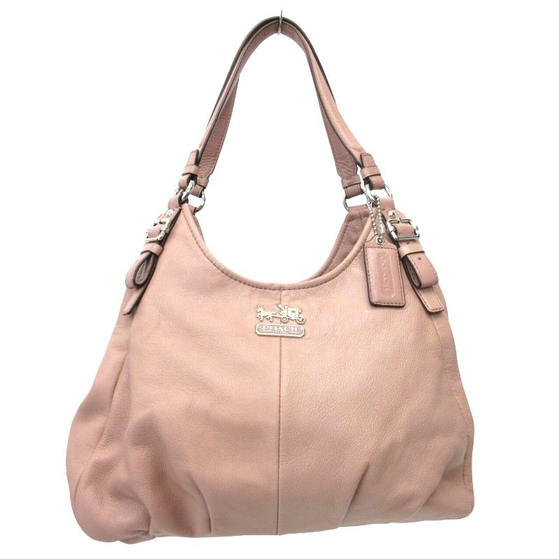 コーチ COACH マディソンレザー マギー トートバッグ ハンドバッグ チャーム付き ロゴ金具 ライトピンク 1175-16503