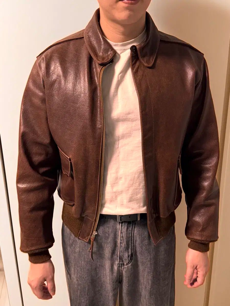 REAL McCOY TYPE A-2 レザージャケット 38 ダークブラウン THE REAL