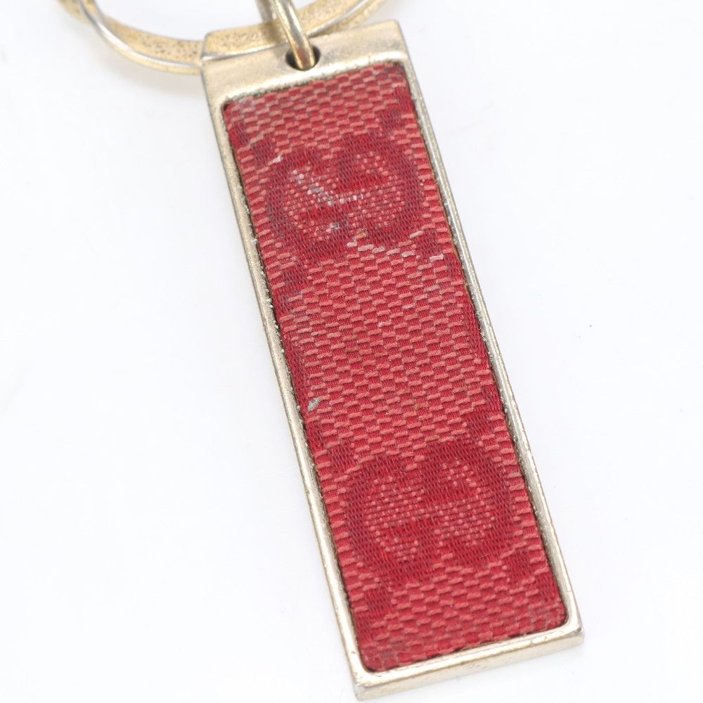 D2715 美品!! グッチ GGキャンバス キーリング キーホルダー 美品 グッチ GGキャンバス レッド ゴールド キーリング