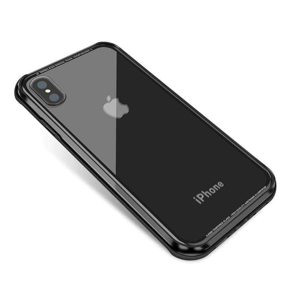 在庫処分】iPhone Xs Max ケース ガラス 背面 クリア ガラス × 航空機 アルミ バンパー ハイブリッド 透明 ハード カバー  SwitchEasy iGLASS Apple iPhoneXs Max アイフォンXsマックス ブラック