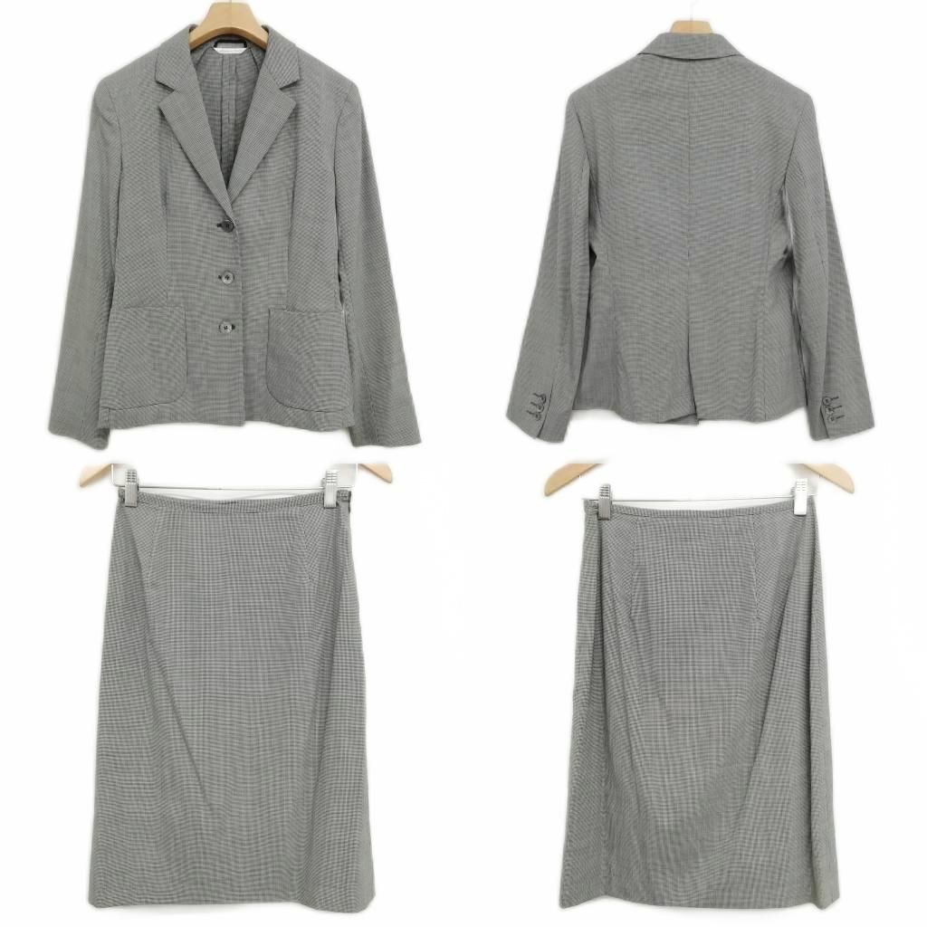 マックスマーラ MAX MARA 白タグ フォーマル スカート スーツ セットアップ ジャケット 千鳥格子 38 グレー系