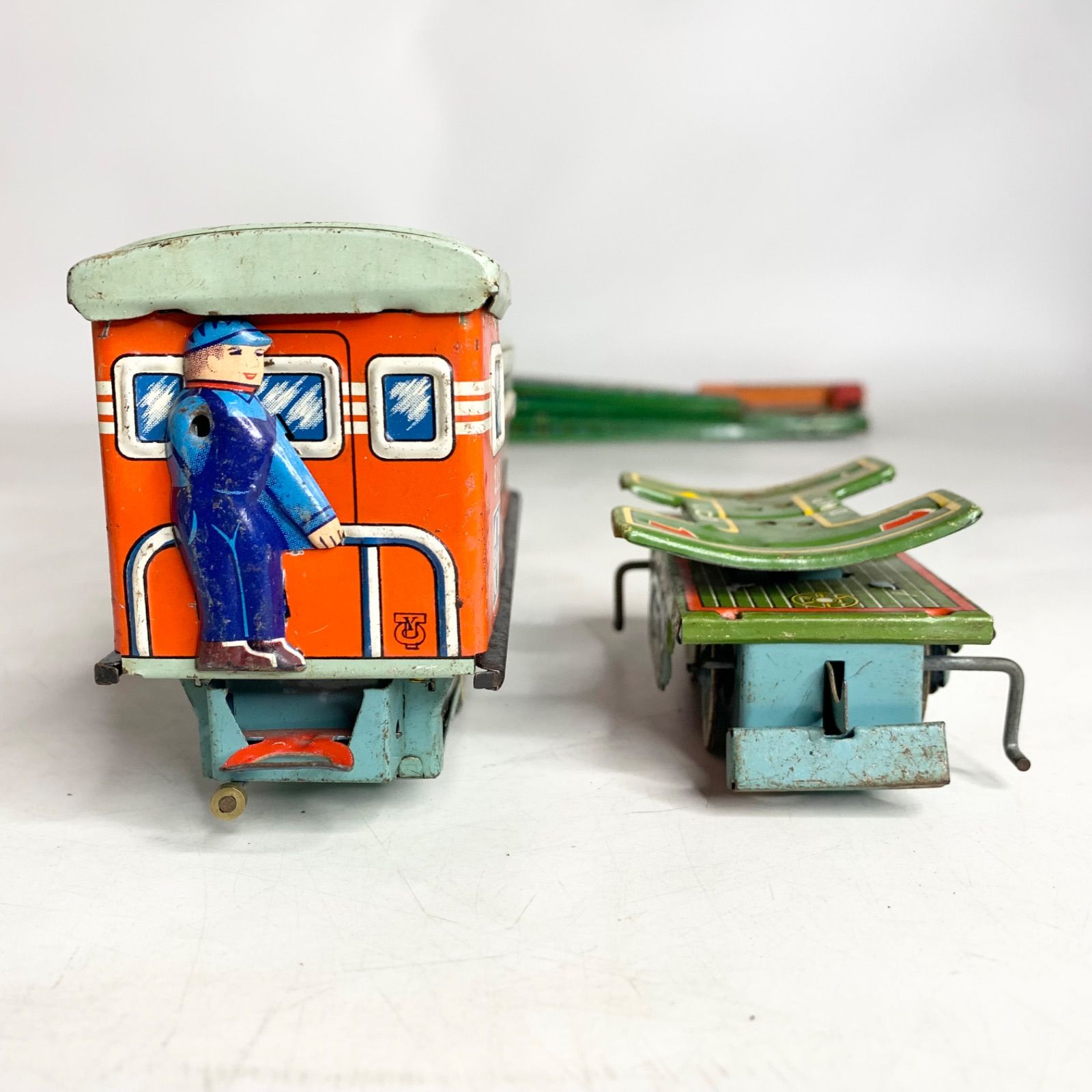 【ジャンク品】昭和レトロ　ブリキ？　おもちゃ 昭和レトロ ブリキ 機関車 レール セット まとめ DIESEL