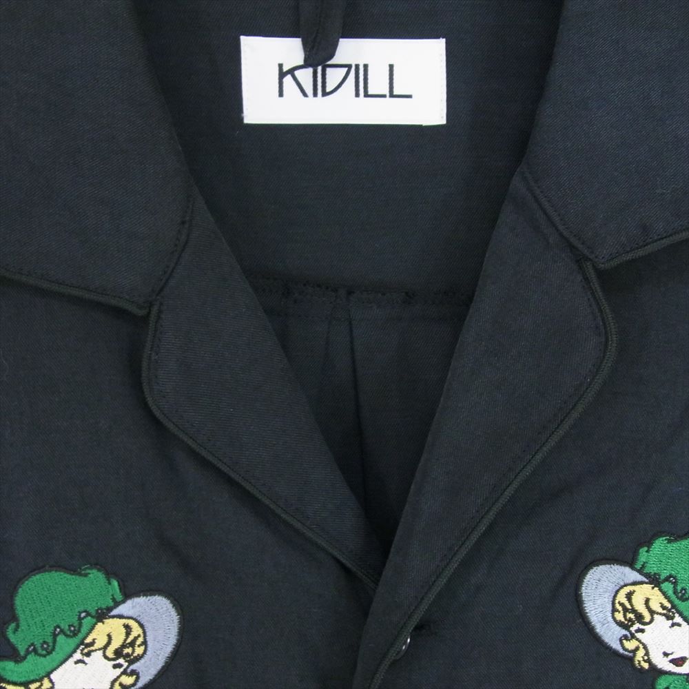 キディル KIDILL KL247 刺繍 オープンカラー シャツ 半袖 テンセル混合