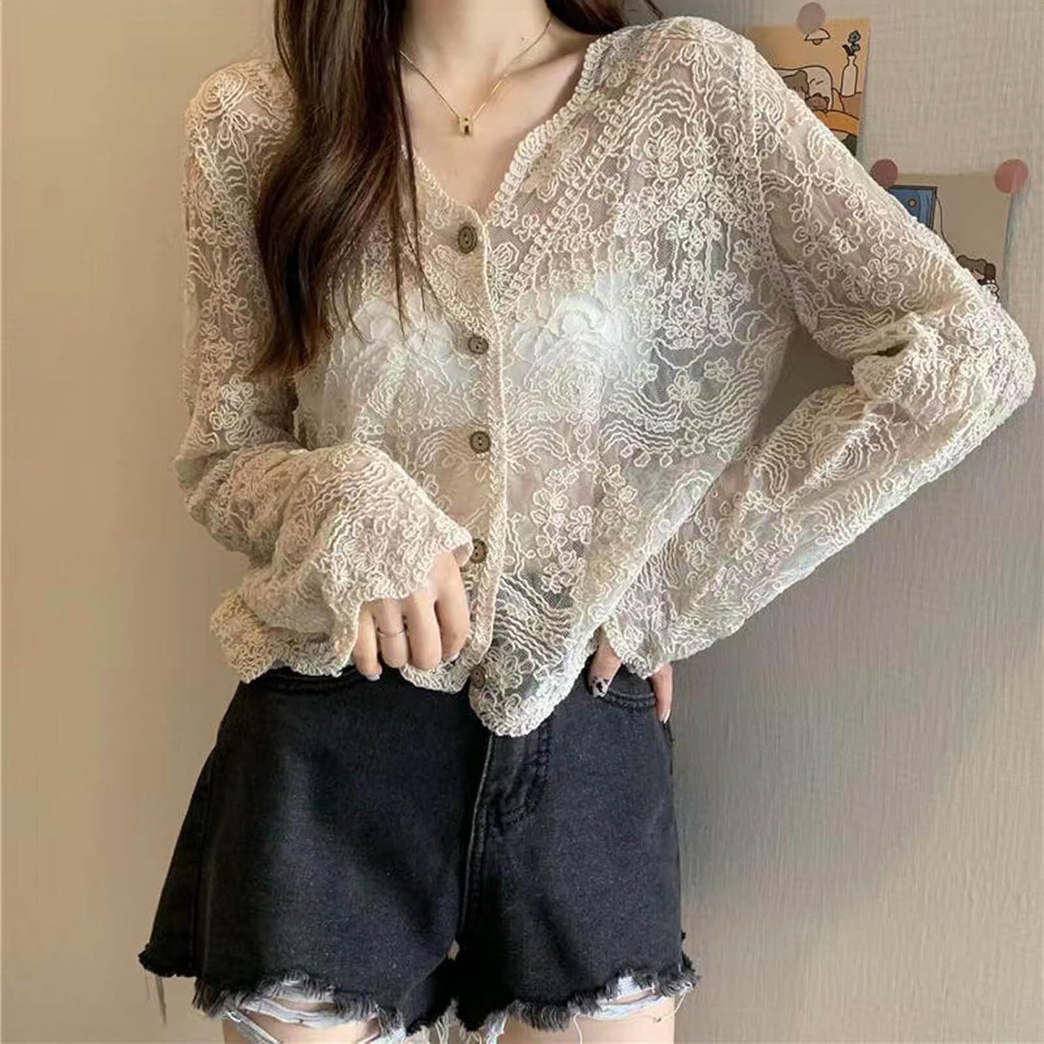 美品 レオナール 鮮やかな花柄 カーディガン ブラウス シャツ トップス レース シャツ 即購入OK ブラウス レディース UVカット 冷房対策