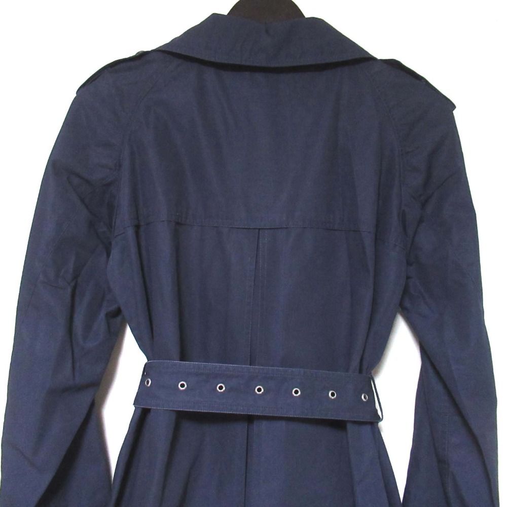 【美品】セリーヌ　トレンチコート　ドット柄　シルク100%　ネイビー　３８　M 良品 CELINE セリーヌ フィービー期 シングル ベルテッド