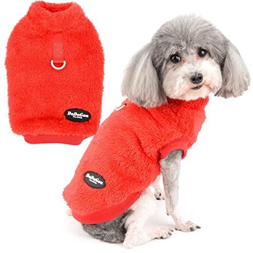 L_レッド ZUNEA 犬服 秋冬 フリース セーター コート 小型犬 ふわふわ あたたかい ジャケット コート 暖かい 防寒 おしゃれ かわいい ドッグウェア 洋服 Dリング付き 可愛い ジャケット ペット 