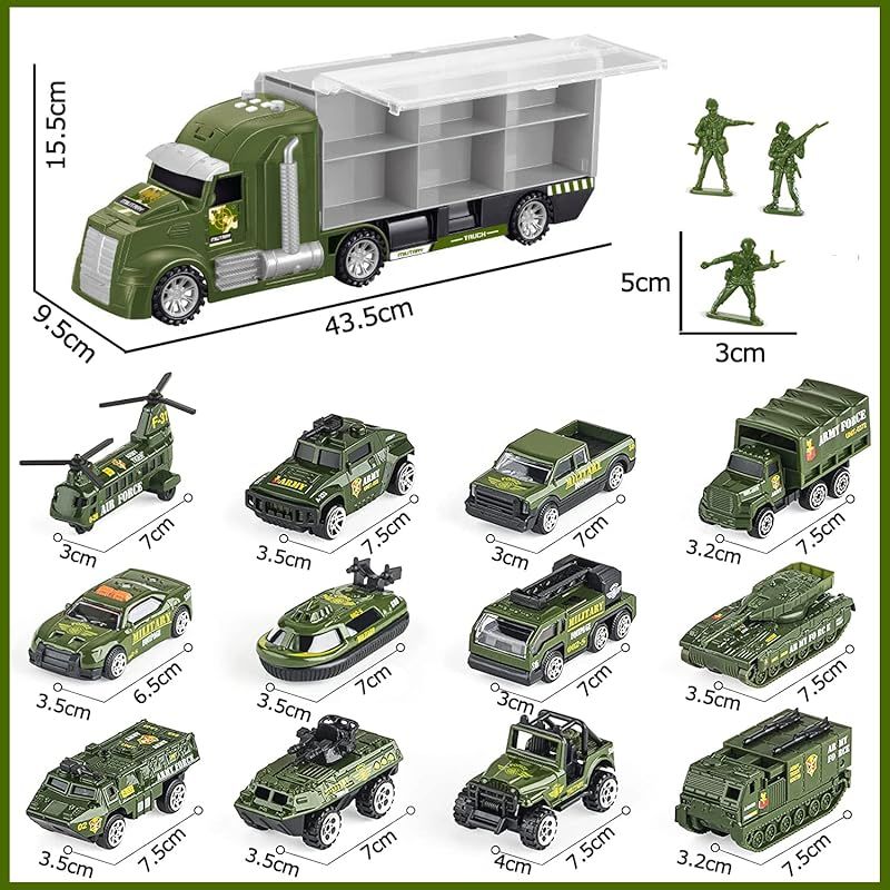 犬用品 Carecoly トラック 軍事車両セット ミニカーセット 大型収納車