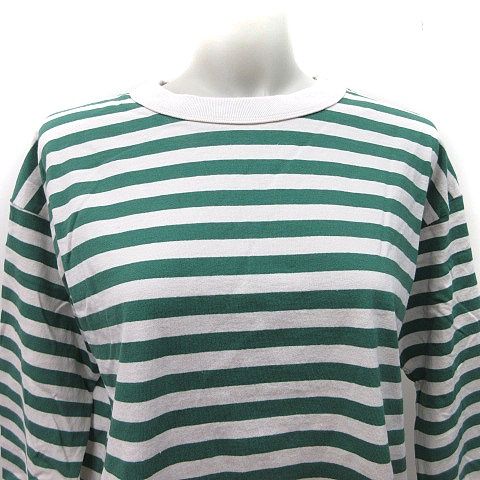 再値下げ　ボーダー　長袖　Tシャツ　緑　日本製　blue lake market ブルーレイクマーケット BLUE LAKE MARKET カットソー ボーダー