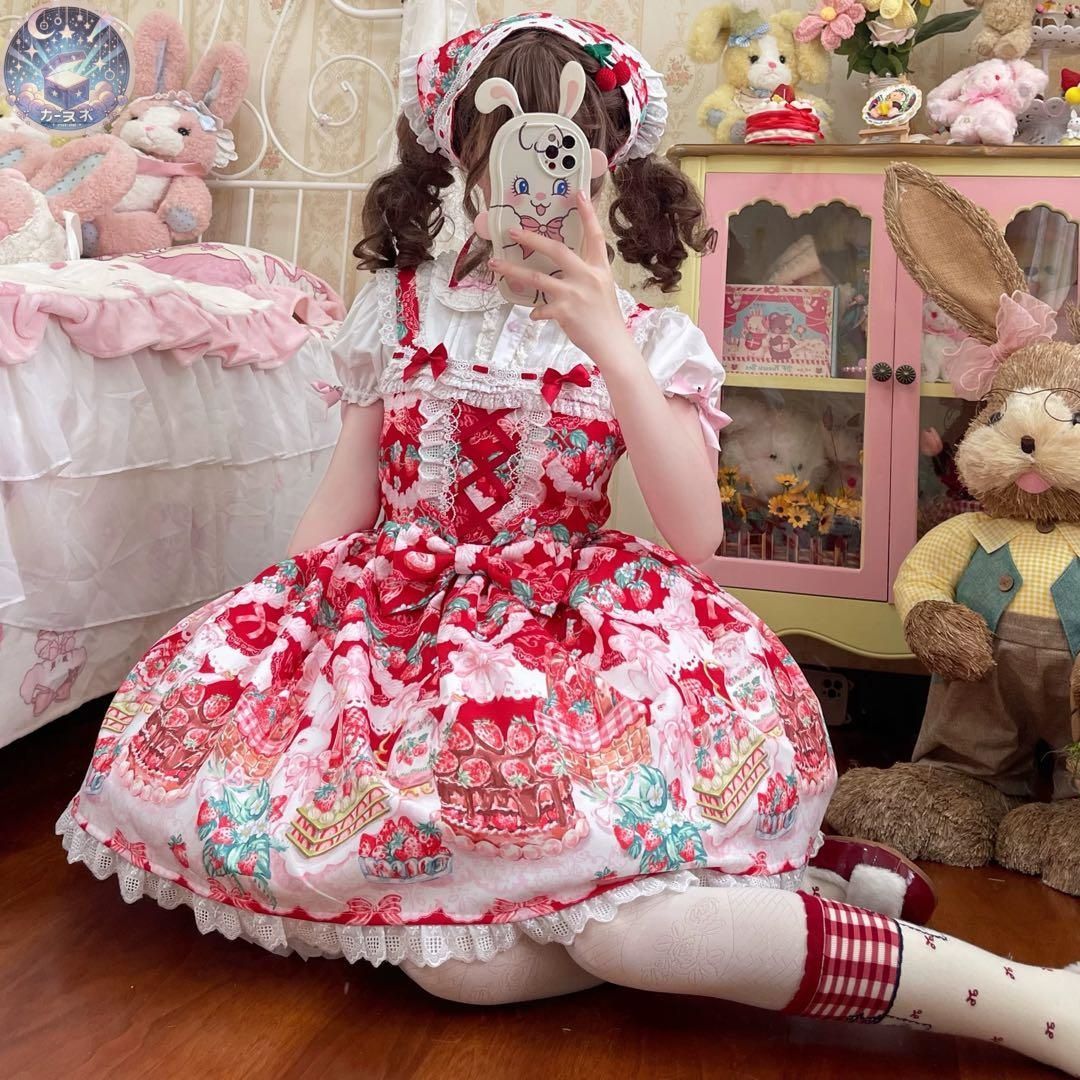 ♥ 可愛いスイーツ柄ロリータジャンパースカート♪お出かけや女子会にオススメ MERCADOAVALIA_COM_BR