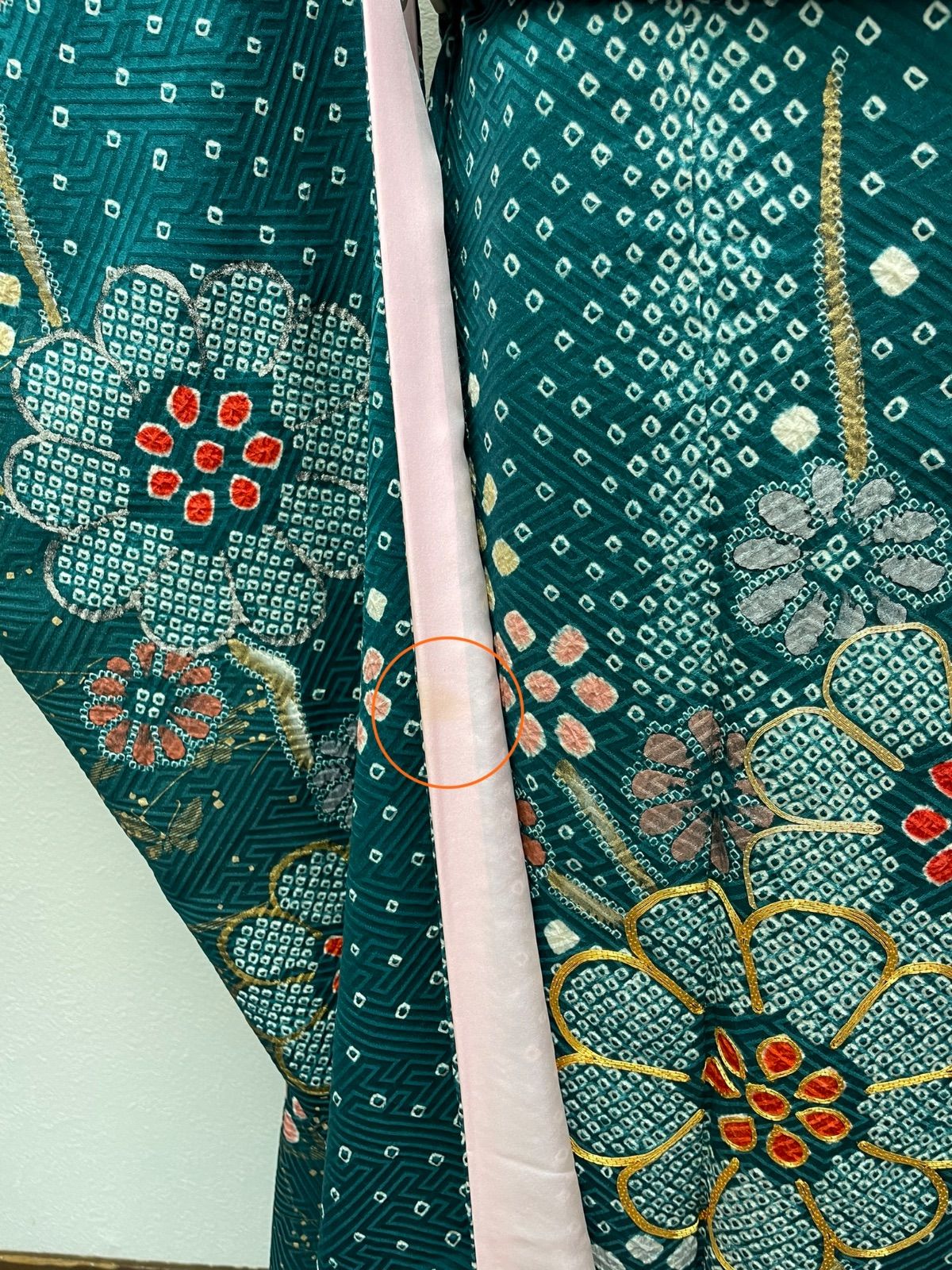 22146 振袖6点セット絞りと金駒刺繍グリーン菊蝶