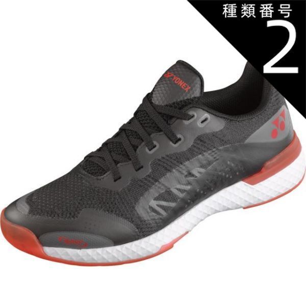種類2：ﾌﾞﾗｯｸ/ﾚｯﾄﾞ/22.5(4550086956280) Yonex(ヨネックス) SHT507 パワークッション507 パワークッション シューズ 靴 カーペット カーペットコート 初級者 中級者 上級者 ローカット 3E