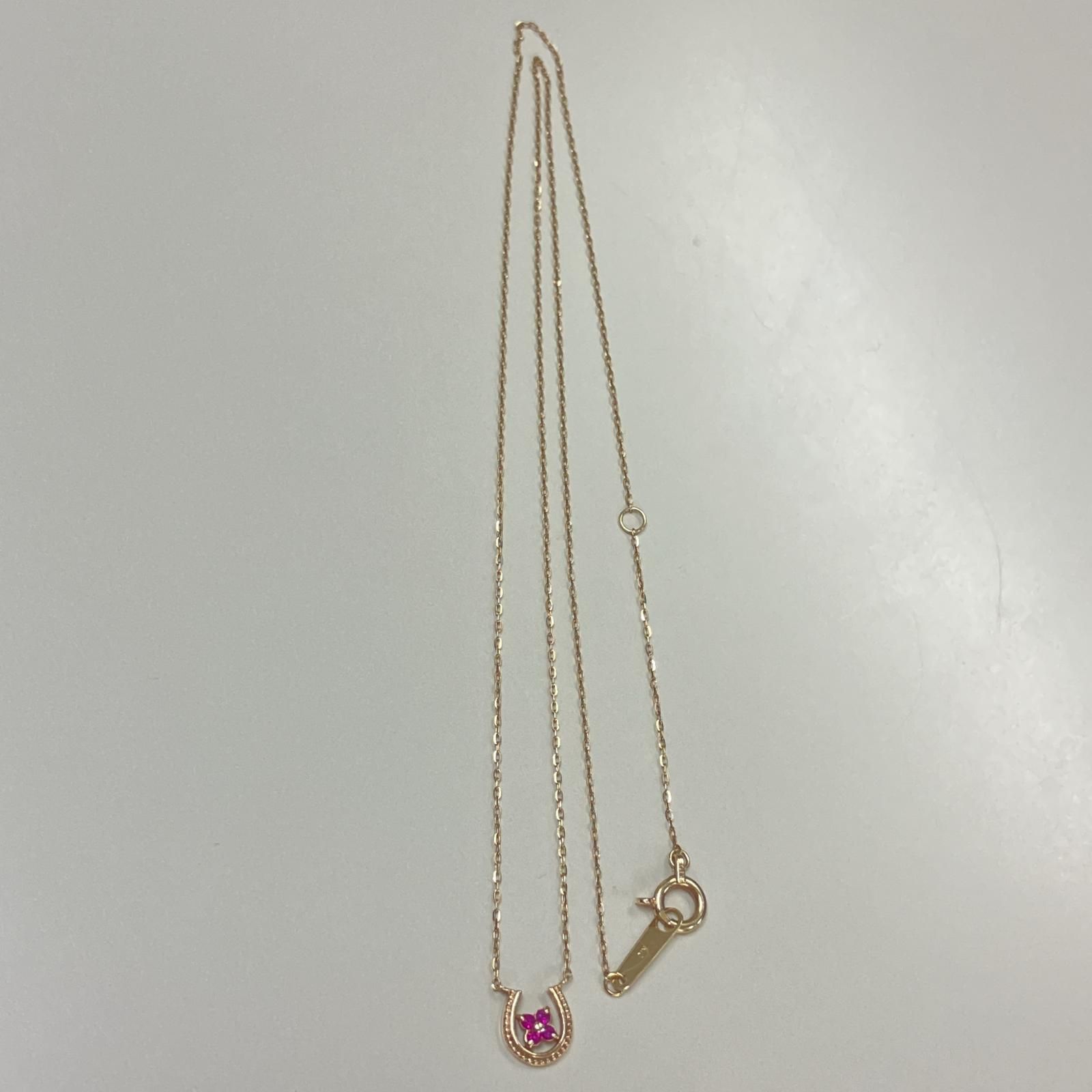 美品 テイクアップ リボン 花 ティンカーベル ネックレス K10PG 39cm 美品 テイクアップ リボン 花 ティンカーベル ネックレス K10PG