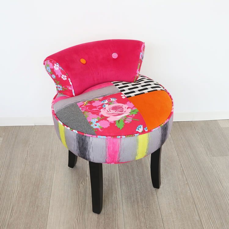 アジアンスタイル 手描き花柄木製スツール チベット アジアンスタイル