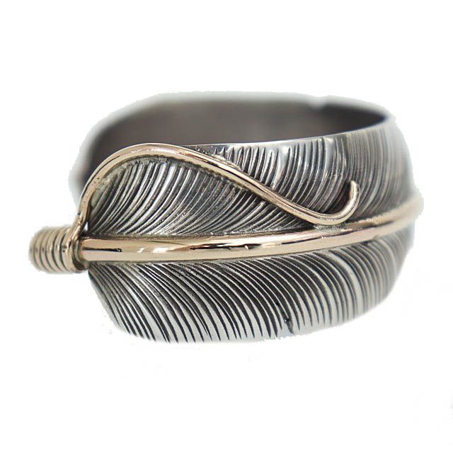 ナバホ族 NAVAJO CHRIS CHARLEY 12k GF Sterling Feather Cuff クリス