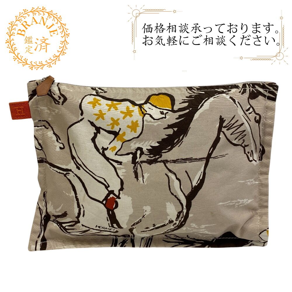 ５％OFF フォロワークーポン HERMES エルメス ヘルメス トゥルースフラットGM ジョッキー ホース ポーチ 小物入れ 大きめ 小さめ おしゃれ ハイ ブランド ベージュ ユニセックス おすすめ 人気