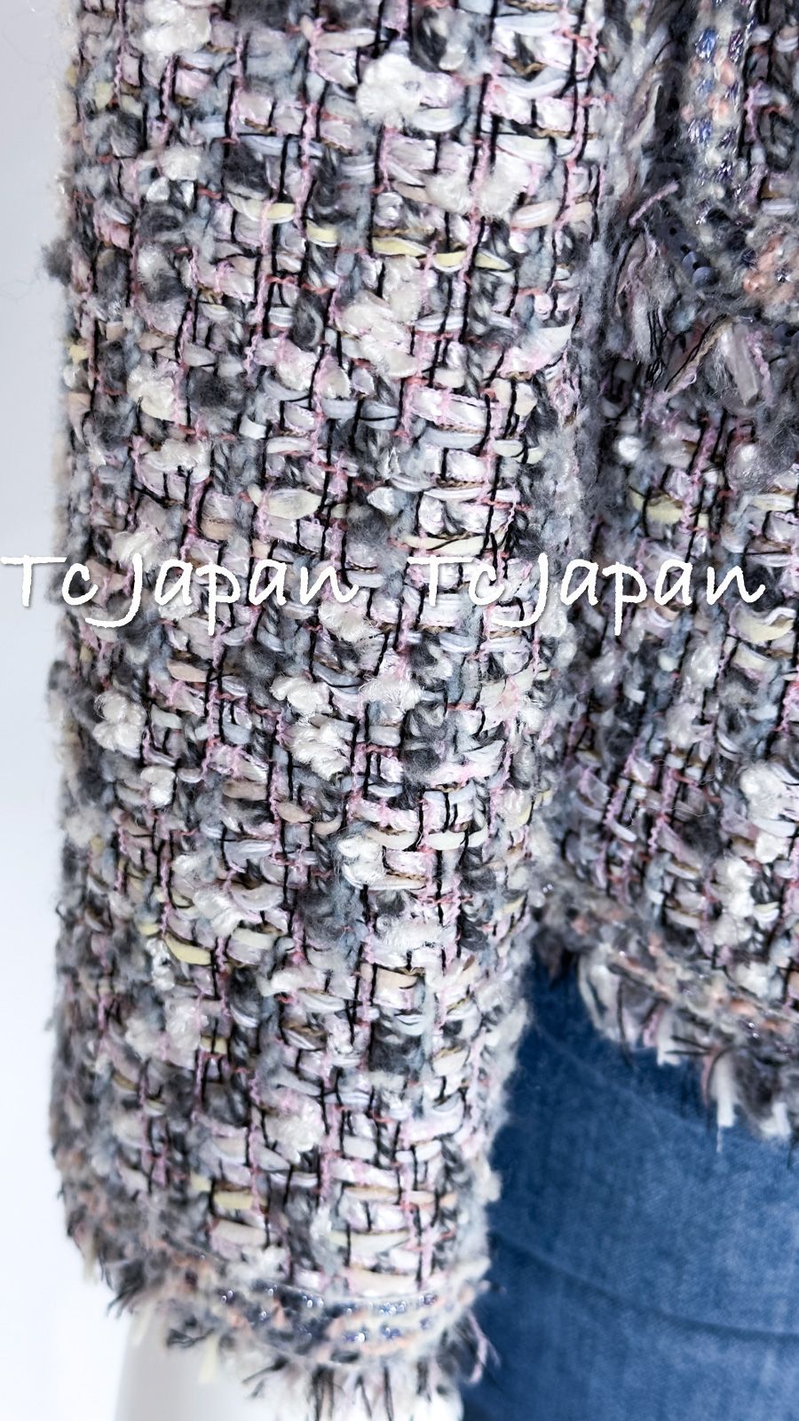 シャネル ジャケット スーツ CHANEL グレー ピンク ラベンダー マルチ  