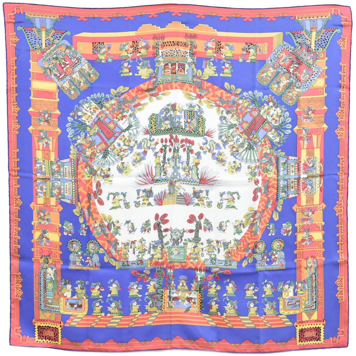 本物 エルメス HERMES スカーフカレ カレ90 ASTRES et SOLEILS 天体と太陽 スカーフ ショール シルク ブルー マルチカラー 服飾小物 フォロー割