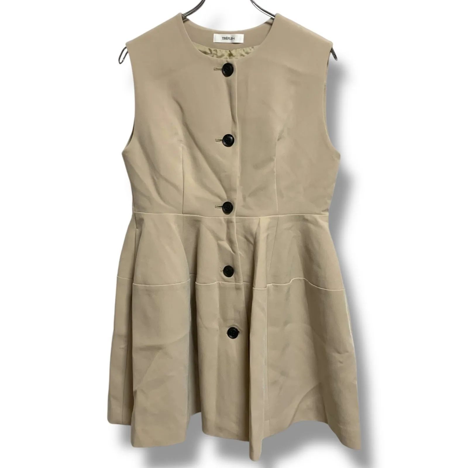 TREFLE 1 トレフルプラスワン ベージュ ワンピース ペプラム パニエ ジレ サイズ F 品番 230220S 1048H