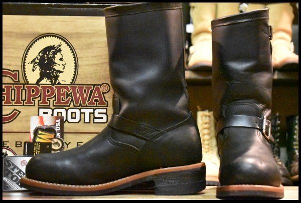 9E 箱付 良品 白タグ】Chippewa チペワ 27899 エンジニア 黒