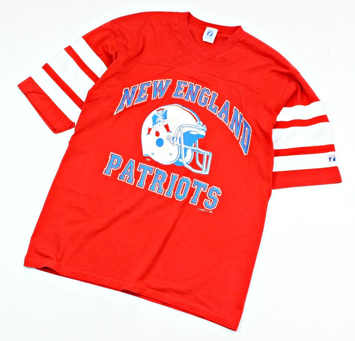 vintage New England カットオフ フットボールシャツ 白 赤 - Tシャツ