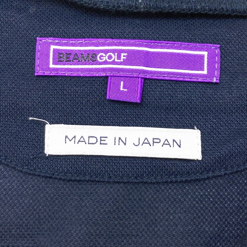 サイズ：L BEAMS GOLF ビームスゴルフ  ハイネック 半袖Tシャツ ペイズリー柄 ネイビー系 [240101377338] ゴルフウェア メンズ ストスト サイズ：L BEAMS GOLF ビームスゴルフ ハイネック 半袖Tシャツ