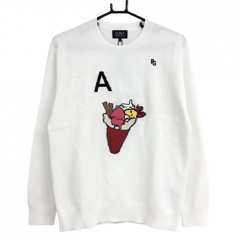 【新品】パーリーゲイツ×PEANUTS セーター 白 スヌーピー 関東エリア限定  レディース 2(L) ゴルフウェア 2024年モデル PEARLY GATES
