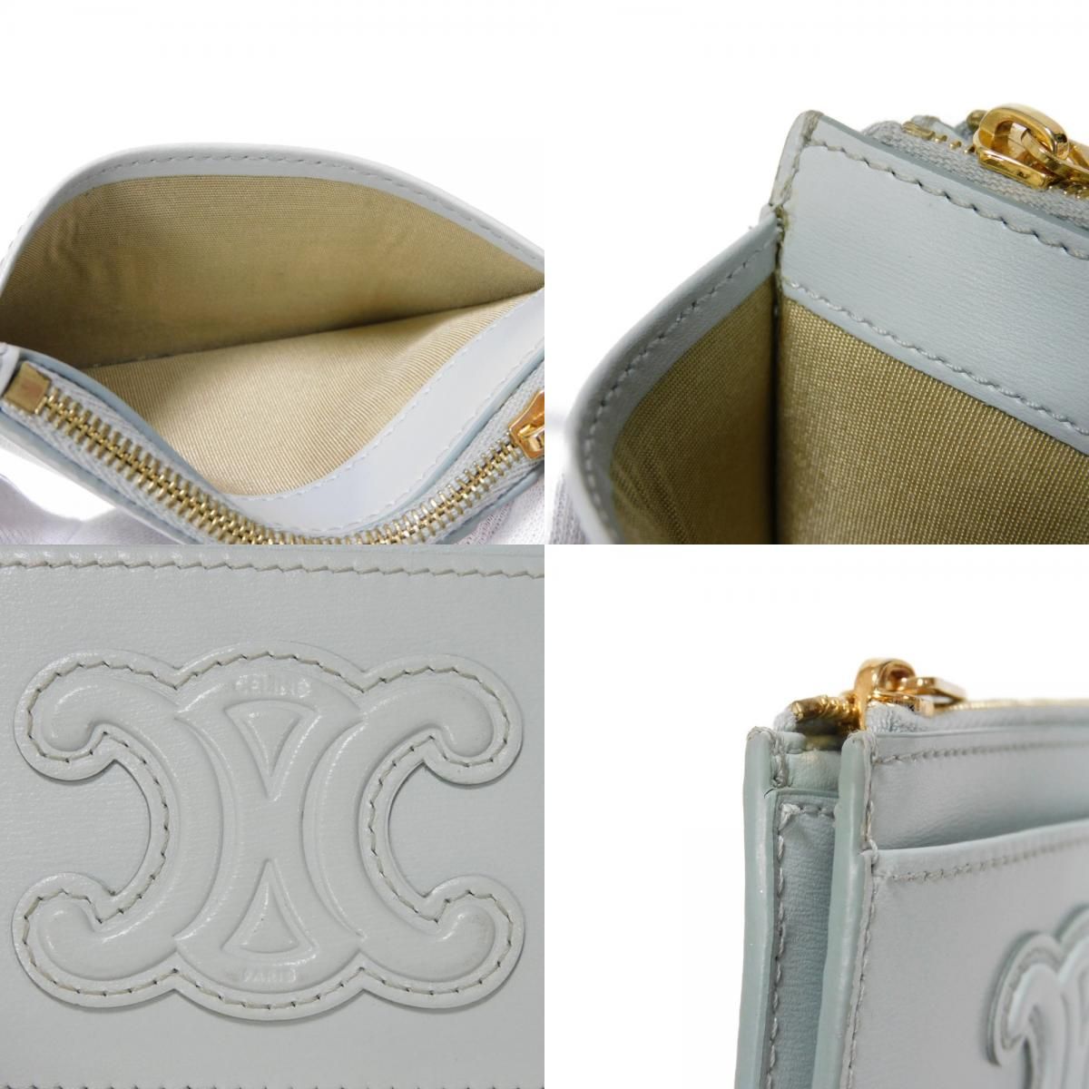 CELINE セリーヌ ジップ カードホルダー エンボス シャイニー カーフ