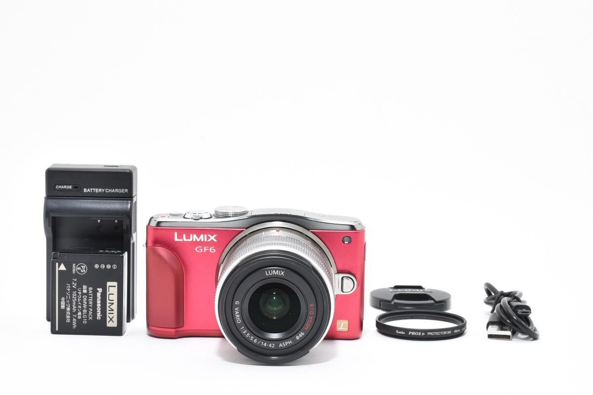 Panasonic LUMIX DMC-GF6 レッド G VARIO 14-42mm F3.5-5.6 YM4390 95