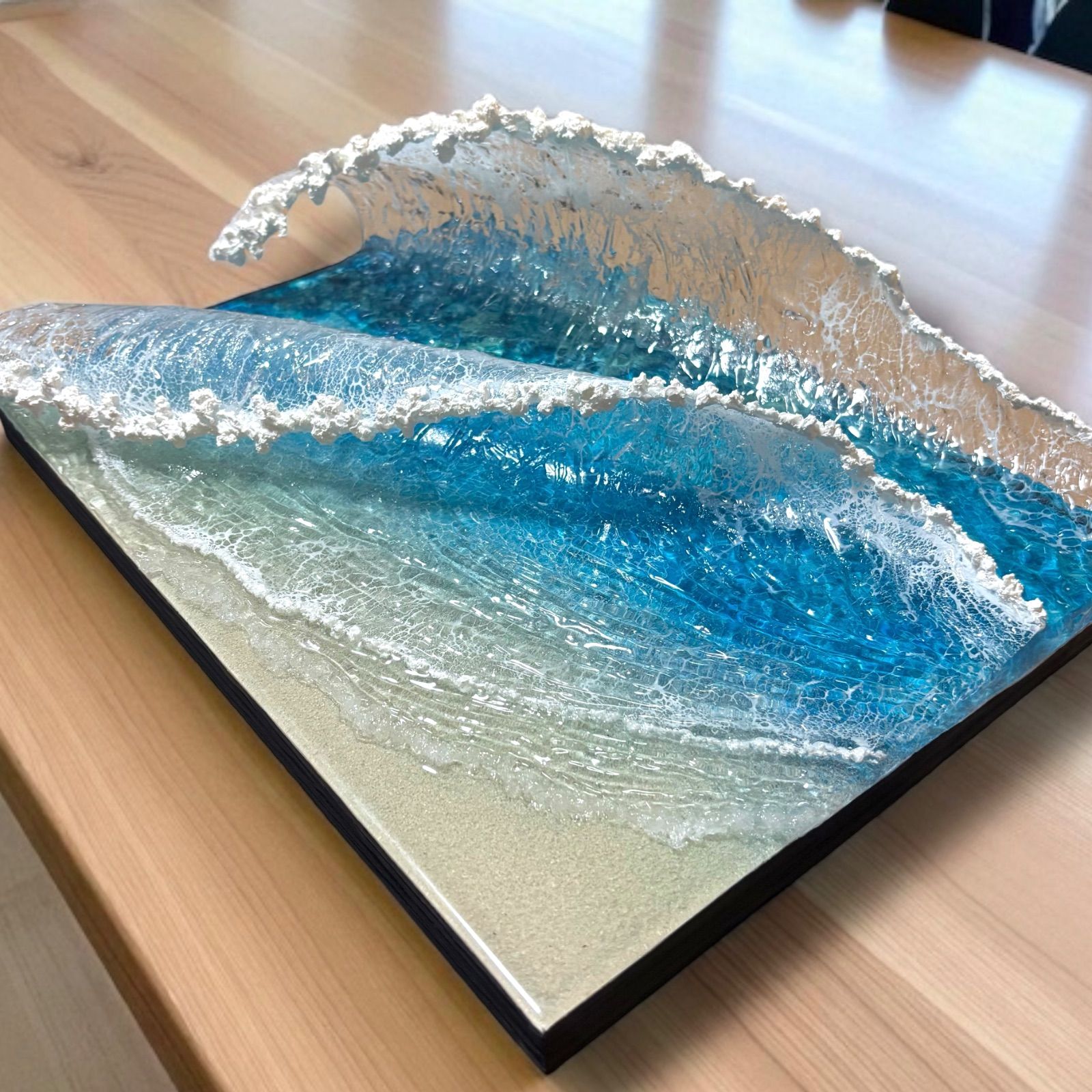 傾斜厚盛りボード ビッグウェーブ> 超立体 沖縄の海 レジン