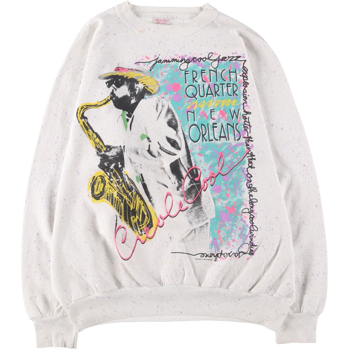 古着 90年代 RICH TEES FRENCH QUARTER NEW ORLEANS 総柄 プリントスウェットシャツ トレーナー USA製 メンズXL相当/eaa472765
