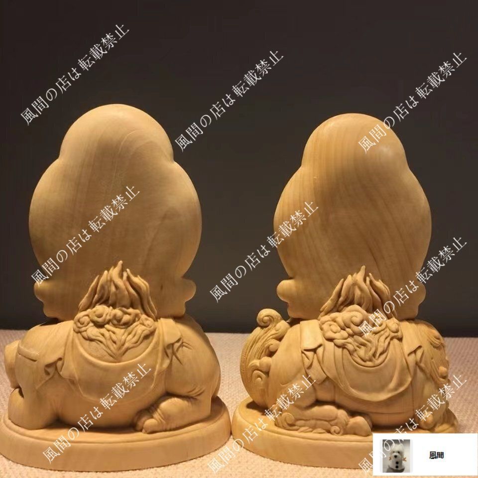 仏教美術　木彫　普賢菩薩像　仏像　置物　共箱　V　7995 文殊菩薩 普賢菩薩 木彫り 仏像 文殊菩薩像 普賢菩薩像 座像