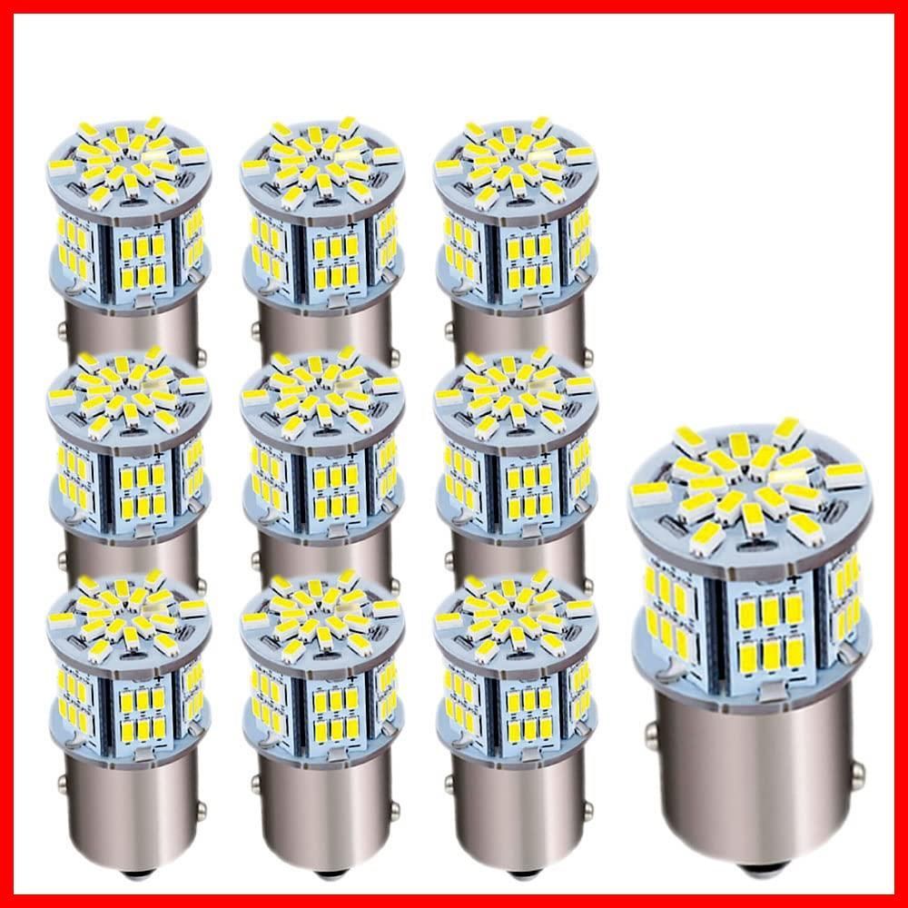 【早期対応】Autart S25 シングル球 12V-24V ホワイト ピン角180度 P21W 1156 G18 BA15S 汎用 6000-6500K 車用トラック用品 サイドマーカー ウインカー バックランプ ポジション LED ライト 54連 LEDバ