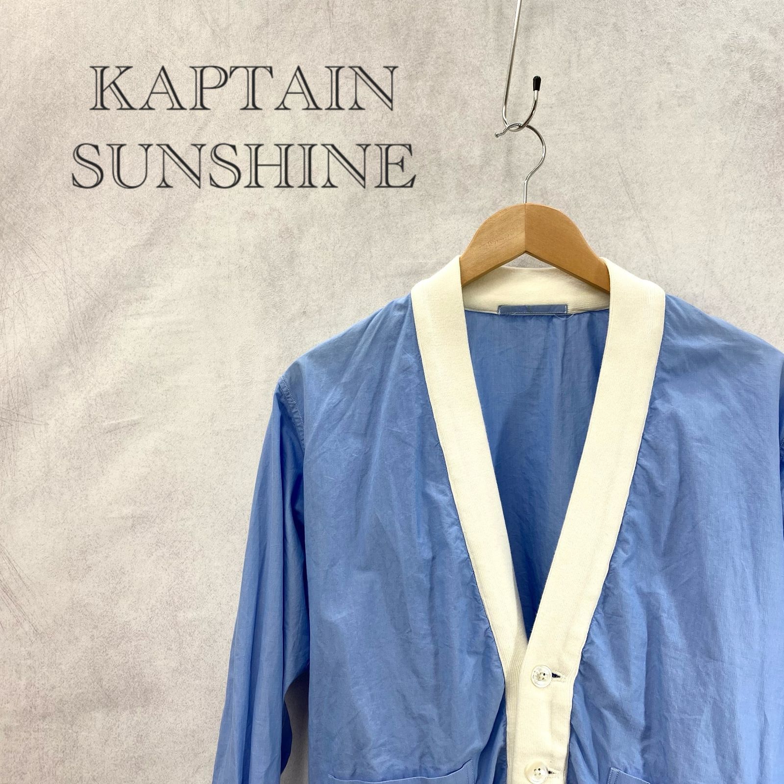 KAPTAIN SUNSHINE◇カーディガン(薄手)/M/コットン/BLU/KSB+5S07 