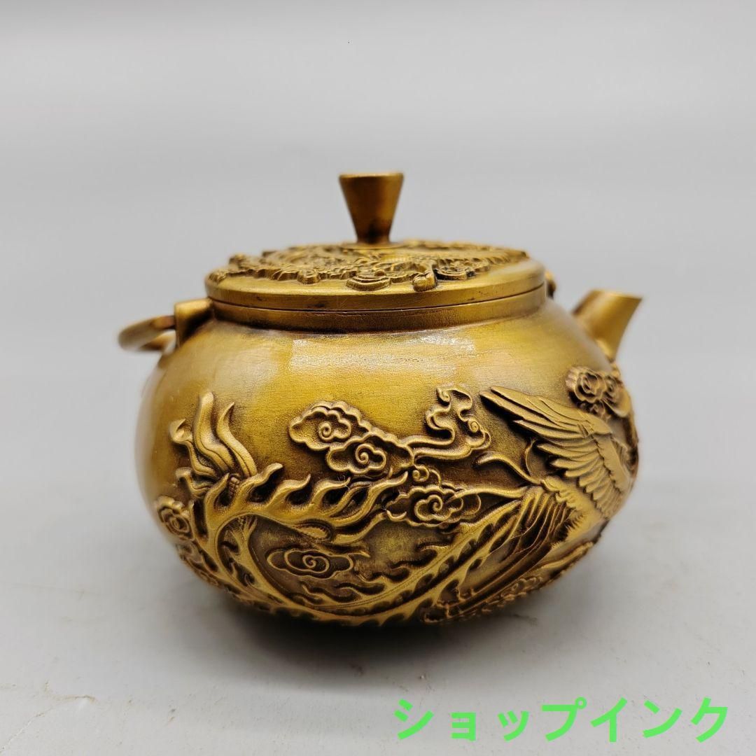 銅製 八仙提手茶壺 茶道具 香道具 装飾品 工芸品 美術品 置物 銅器 八仙過海提梁壺 茶壺 酒壺 煎茶器 茶道具 装飾品 工芸品