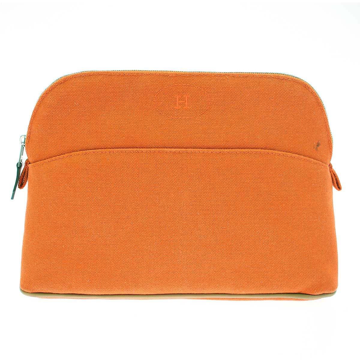HERMÉS オレンジ キャンバスポーチ HERMES エルメス Bolide Pouch MM ボリード キャンバスポーチ