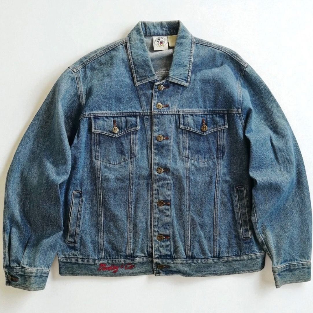 90年代 Mickey&Co. ディズニー デニムジャケット Gジャン ミッキー 型