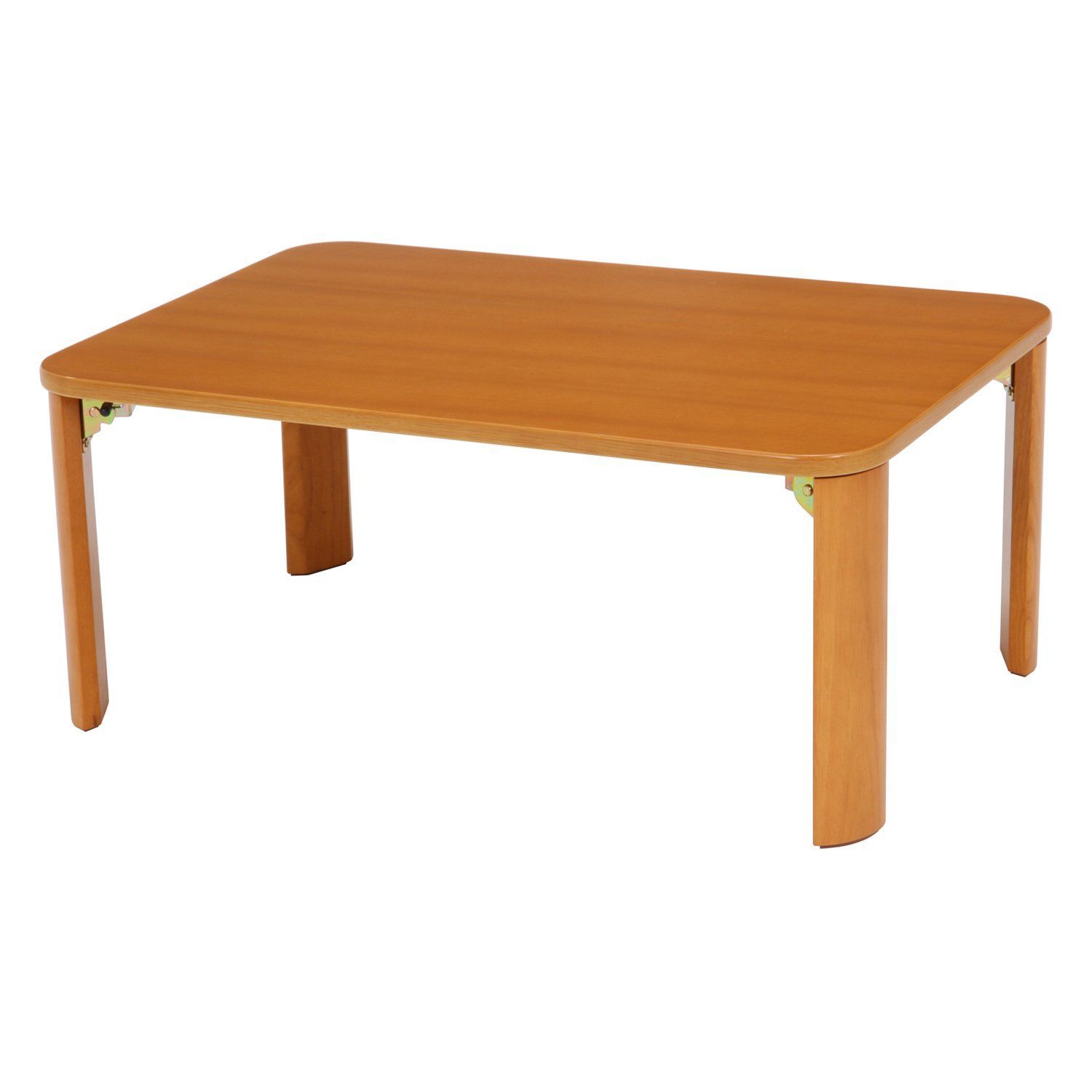 折りたたみテーブル 幅90×奥行60×高さ32cm ナチュラル ローテーブル 角が丸い 折れ脚 不二貿易 12842