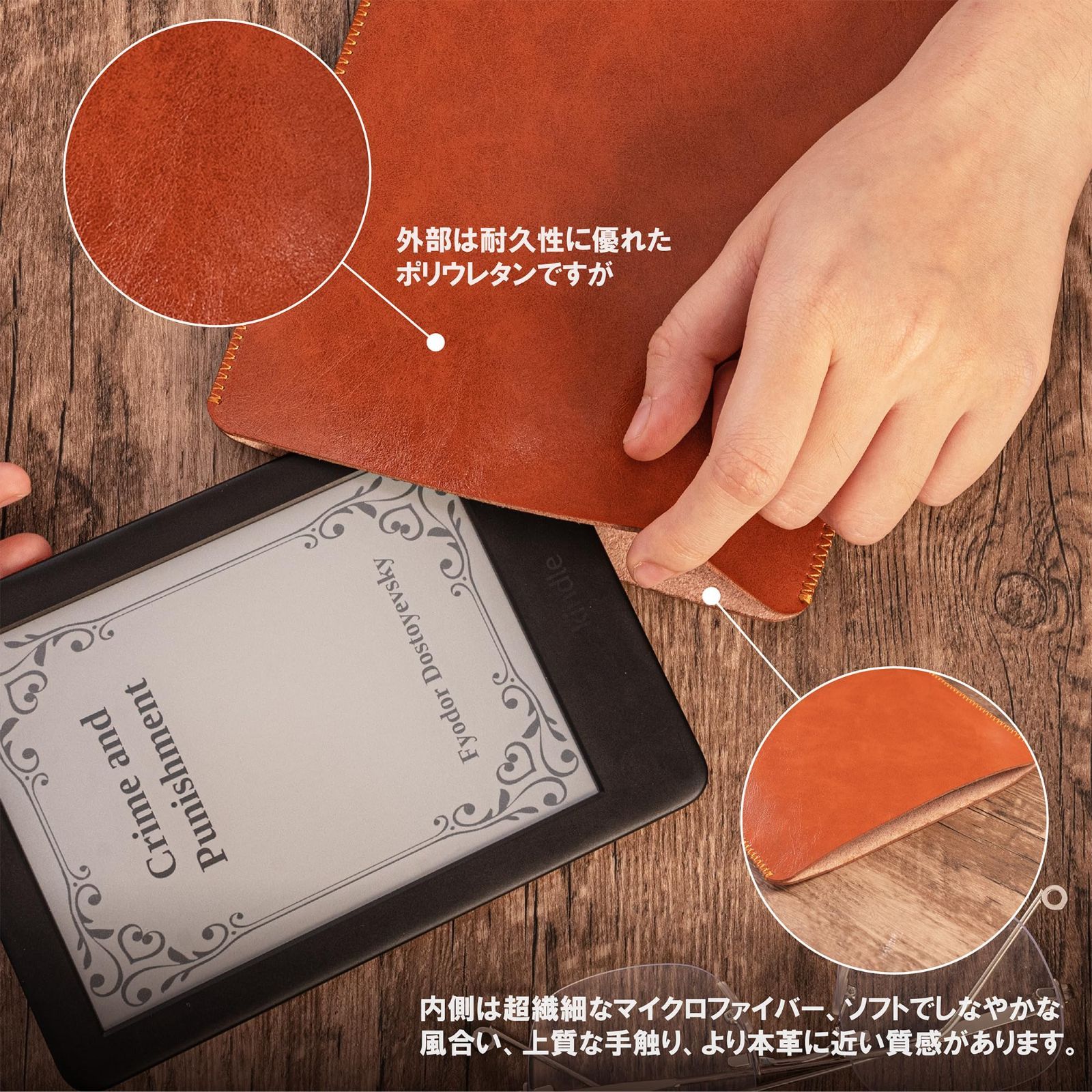 新品 CM Tech Kindle Oasis レザーケース 薄型 超軽量 Kobo PUレザーカバー Kindle Paperwhite 第11世代 第10世代 第9世代 第8世代 第7世代 全保護合皮ケース (Oasis ネイビー)