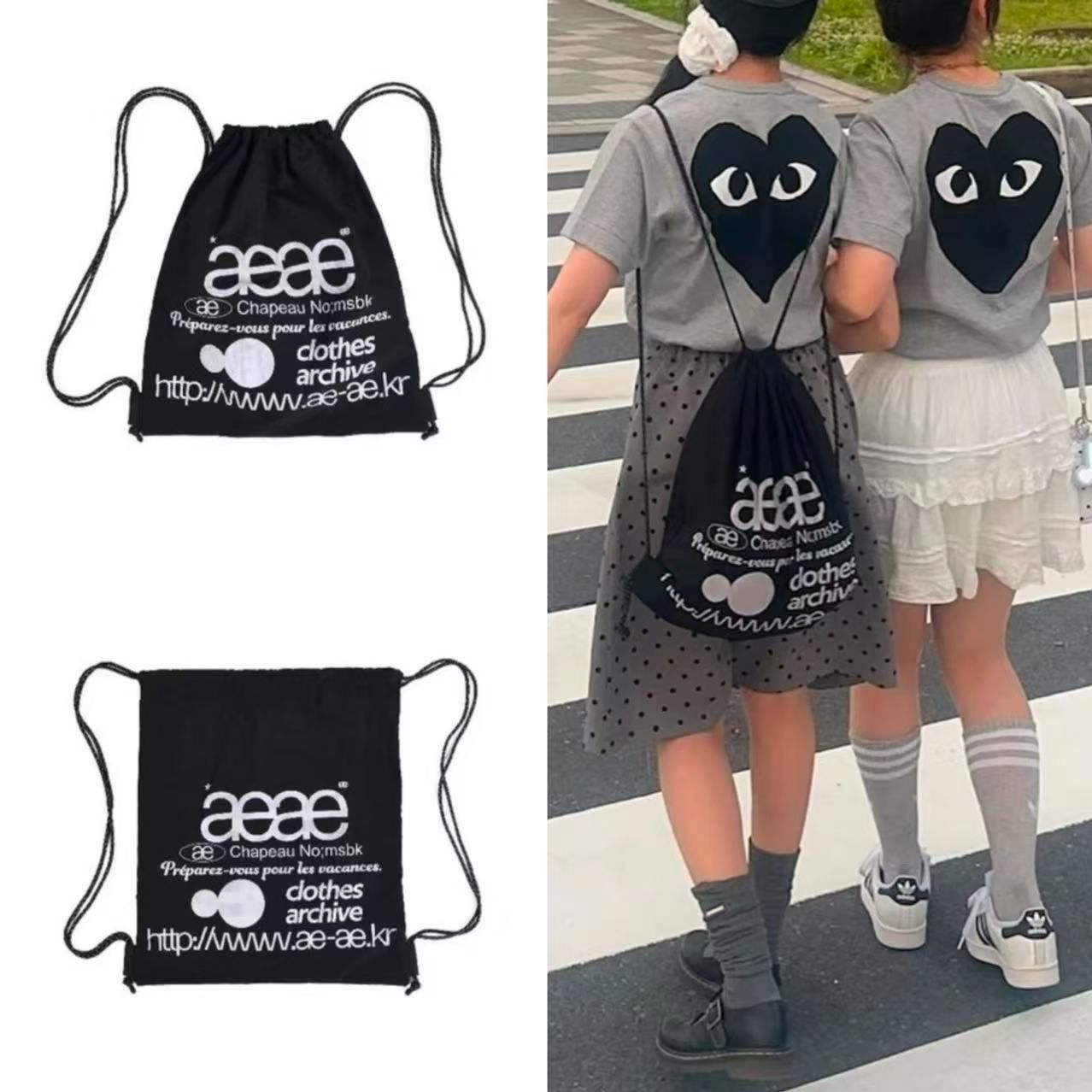 大人気カラー レア aeae ナップサック ブラックドット 黒 - メルカリ