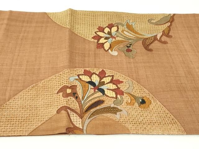 平和屋着物□太鼓柄袋帯 駒刺繍 総刺繍 流水鳳凰花文 金糸